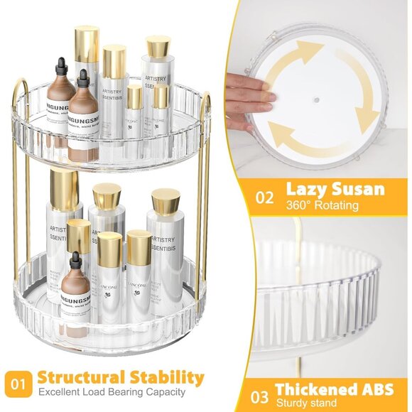 Women's 360° Rotating Makeup Organizer, High-Capacity Bathroom Organizer - Picture 4 of 6